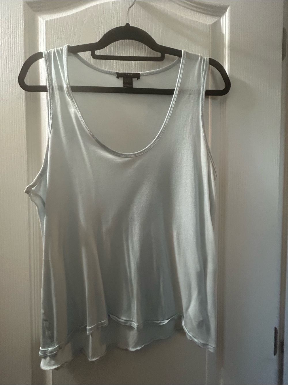 J. Crew Pale Blue Satin Scoop Neck Tank
